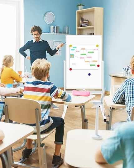 H-Qprobd Magnetic Whiteboard Mobile Dry Erase Board with Stand 40"x28" Double Side Rolling Whiteboards on Wheels for Home, Office & School