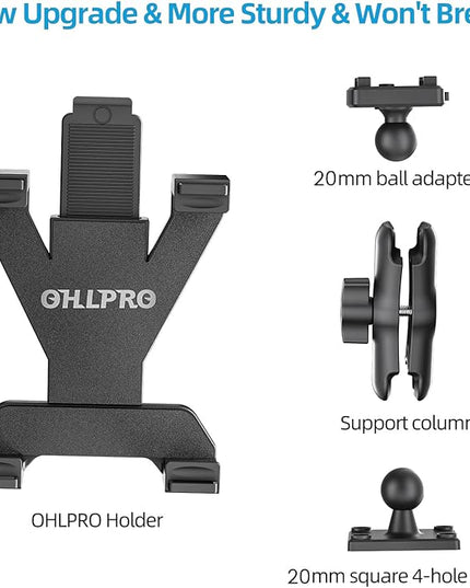 OHLPRO Heavy Duty Drill Base Tablet Holder Car Mount, iPad Mount for Truck Compatible with 7"-13" Tablets, Adjustable Angle, Sturdy Design, Ideal for Cars,Wall, Commercial Vehicles - Includes Screws