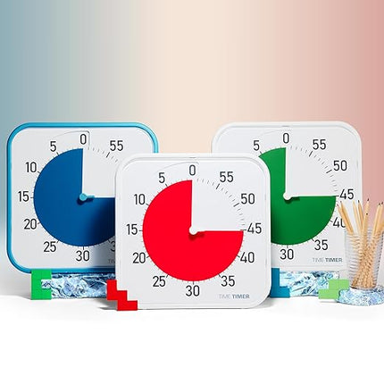 Time Timer Original 12" Visual Countdown Timer – Large 60-Minute Silent Classroom Visual Timer for SEL, Emotional Regulation, Focus, Calm Transitions, ADHD, Autism – (Blue & White)