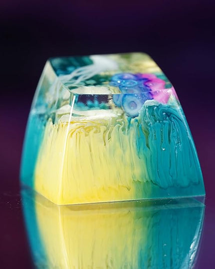 Jellyfish Artisan Keycap Vibrant Tropical Reef R1 SA Profile Custom Sea Creature Keycaps 1U ESC Handmade Gaming Sea Resin Key Cap Cherry MX Switch Compatible Mechanical Keyboard Jellyfish Lover Gift