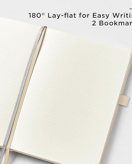 &And Per Se Dotted Journal Notebook, A5 Hardcover Leather Bullet Dotted Journal, 160 Pages 100 gsm Thick Dotted Paper，3 Stickers Included for Women Men, Work Office or School - 5.7'' x 8.3'' (Light