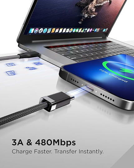 Magtame USB C to USB C Cable, 3.3FT StayCable with Anti-Drop Magnetic Holder, Braid 60W Type C Fast Charging Cord for Bedside/Car, Compatible with iPhone 17/16, Laptop
