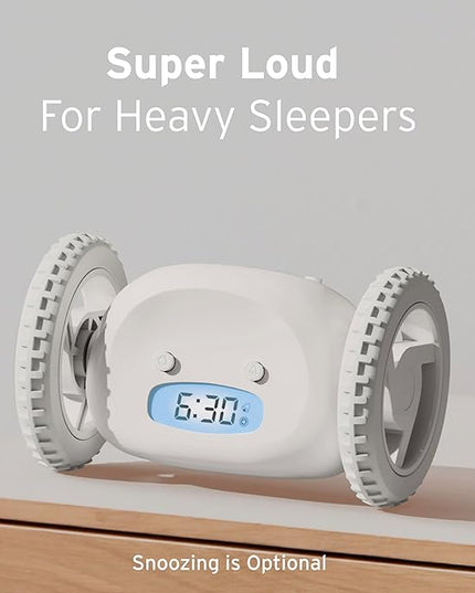 CLOCKY Extra Loud Alarm Clock for Heavy Sleepers on Wheels Rolls Runs Away Vibrating, Easy to Set Super Smart Snooze Digital Bed Shaker Alarm Clock Funny Gift for Adults Kids Teens Bedrooms (Mist)