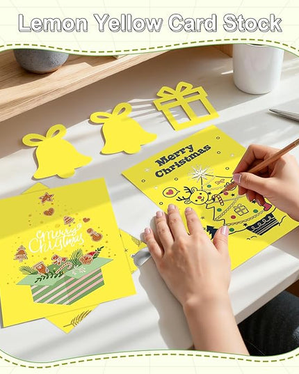 40 Sheets Cardstock 8.5x11, 65lb Lemon Yellow Card Stock, Construction Paper, 180gsm Thick Printer Paper for Printing, Painting, Card Making, Kids School Supplies,Party Decorations