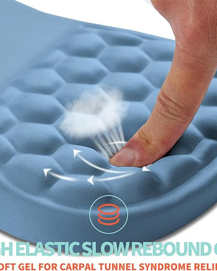 Ergonomic Mouse Pad Wrist Support with Memory Foam Massage Bulge, Carpal Tunnel Pain Relief Mousepad Wrist Rest for Mouse(12x8 inch, Lake Blue)