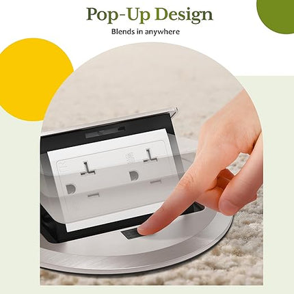 TG Round Pop-Up Floor Box Kit, 20A Tamper-Resistant Weather Resistant Receptacle Outlet, Outlet Cover Box, Watertight Gasket and Corrosive Resistant Hardware, Nickel Plated Brass, Stainless Steel