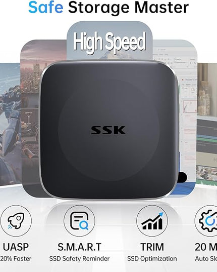 SSK External Drive 128GB,Portable-SSD-Drive up to 550MB/s,SSD External Hard-Drive Type C+USB A Fast Portable Solid State Drives USB-3.2 GEN2 USB Storage for iPhone 15/Android/Windows/Tablet/Mac
