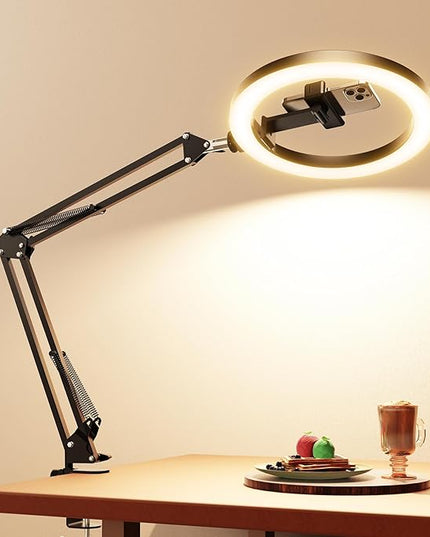 Upgrade Ring Light Overhead Camera Phone Mount for Desk, Evershop 10” Selfie Light with Stand Tripod for iPhone, Light with Phone Holder for Video Recording,Zoom Meeting,Live Streaming Tiktok,YouTube