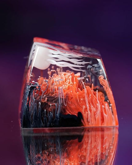Jellyfish Artisan Keycap Red Black Coral Reef R1 SA Profile Custom Sea Creature Keycaps 1U ESC Handmade Gaming Sea Resin Key Cap Cherry MX Switch Compatible Mechanical Keyboard Jellyfish Lover Gift