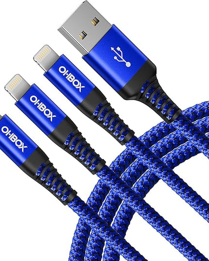 iPhone Charger Cable 6FT, USB to Lightning Cable 3Pack Braided USB iPhone Charger Fast Charging Cable iPhone Cord Compatible with iPhone 14/13/12/11/Pro/Max/Mini/X/Plus/8/7/6/5S/SE/Plus/iPad and More