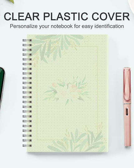 AHGXG Bullet Dotted Journal, 3 Pack Spiral Notebook A5, with 100GSM Thick Dot Grid Paper, Transparent Hardcover, Journal Stencils, 80 Sheets, 5.7" x 8.3", Yellow, Green, Blue