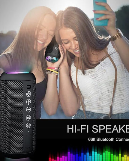 Ortizan Portable Bluetooth Speaker x Stocking Stuffers: IPX7 Waterproof, Wireless, Big Sound, Deep Bass, Dual Pairing, 30H Playtime, White Elephant Gift for Adults Men Women Teen Boys Girls (Black)