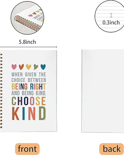 VNWEK Inspirational Notebook,Inspirational Quotes Spiral Notebook Journal 5.5x8.3 Inch,Inspirational Journal,Motivational Journal,Motivational Notebooks,Choose Kind