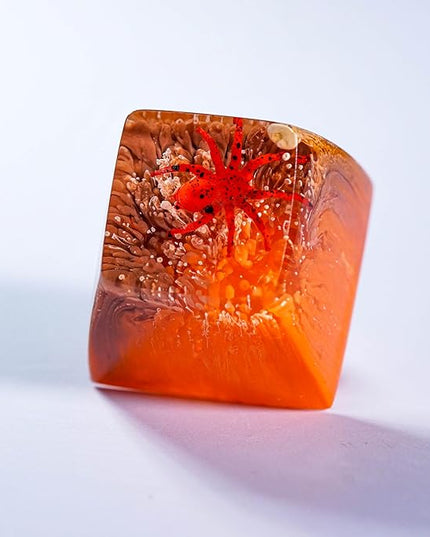Tarantula Spider Artisan Keycap Orange and Brown Forest R1 SA Profile Custom Insects Keycaps 1U ESC Handmade Gaming Resin Key Cap Cherry MX Switch Compatible Mechanical Keyboard Spider Lover Gift