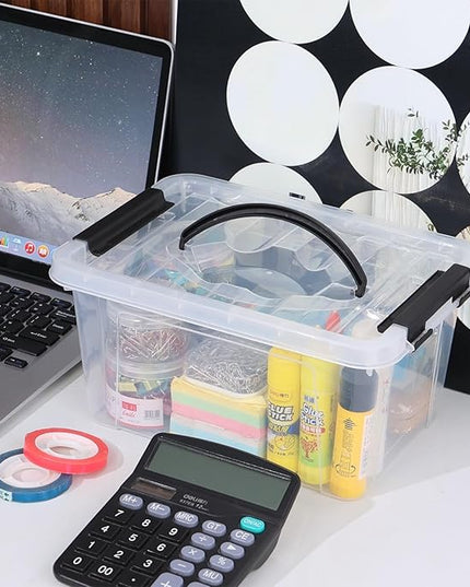 6 Quart Clear Plastic Storage Bins with Handles, Plastic Storage Latch Box with Lid, 12 Packs