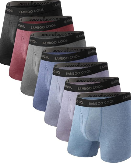 BAMBOO COOL Men's Ultra Breathable Underwear,No Riding Up Boxer Briefs with ComfortFlexible Waistband,Multipack