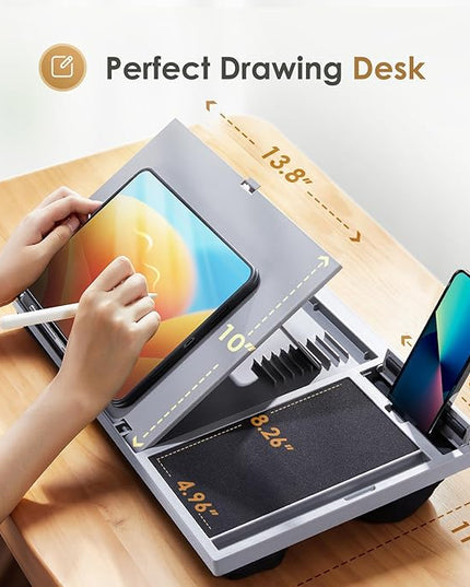LORYERGO Adjustable Laptop Desk with Cushion, Mouse Pad & Cellphone Slot - Laptop Stand for Bed & Couch, Riser for Home & Office (Grey)