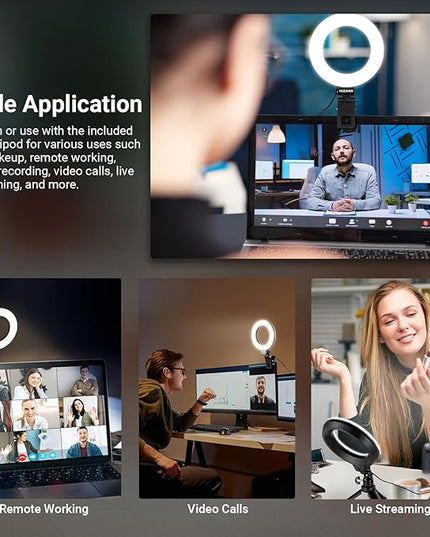 NEEWER Basic 5" Ring Light for Video Conference Lighting, Clip on Light Kit with Desk Tripod Stand for Monitor Laptop Computer Zoom Call Live Streaming Remote Working Learning Video Recording, BR60