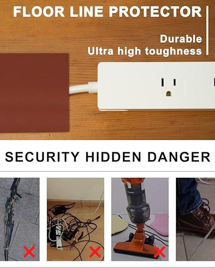 6.5Ft Floor Cord Cover Brown Silicone Cable Protector Easy to Install Wire Organizer and Hider for Home, Office, Garage (Brown-2m)