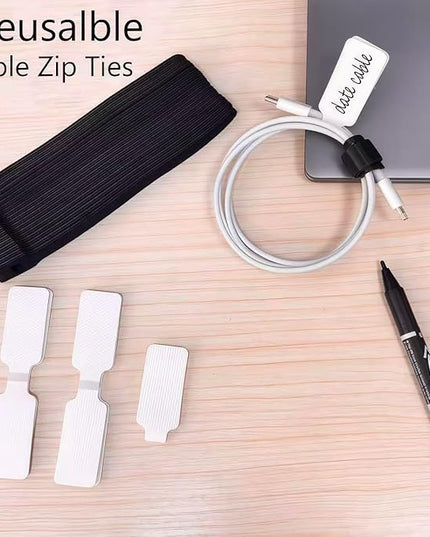 80-Pack Reusable Cable Labels & Cord Ties Kit – Write-On Wire Labels, Snap Ties + Dual-Tip Marker for Home Office Electronics Organization | Cable Tags, Cord Labels & Wire Markers Included