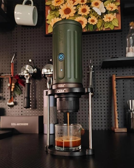 CERA+ Portable Espresso Machine 5-8 Cups per Charge, Self-Heating 20 Bar， NS Pods & Ground Coffee, CERApresso Electric Travel Coffee Maker for Outing, Working, Camping