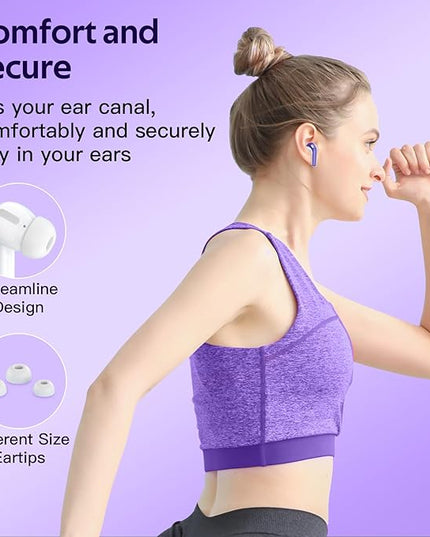TAGRY 2 Sets X08 Pink and Phantom Purple Bluetooth Headphones True Wireless Earbuds 60H Playback Ear Buds with Wireless Charging Case in-Ear Earbuds with Mic