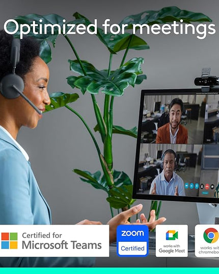 Logitech Brio 4K Webcam, Video Calling, Noise-Cancelling mic, HD Auto Light Correction, Wide Field of View, Windows Hello Works with Microsoft Teams, Zoom, Google Meet, PC/Mac/Laptop/MacBook/Tablet