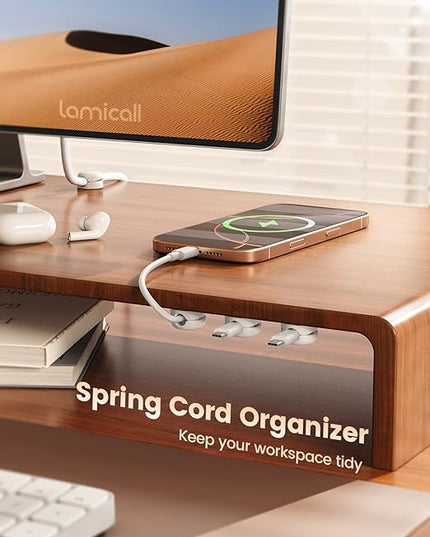 Lamicall Spring Cord Organizer, Office Desk Accessories - 12Pack Compact Desk Cable Management Holder Clips, Nightstand Phone Charging Cord Holder, 8mm Slot Adhesive Wire Organizer, White