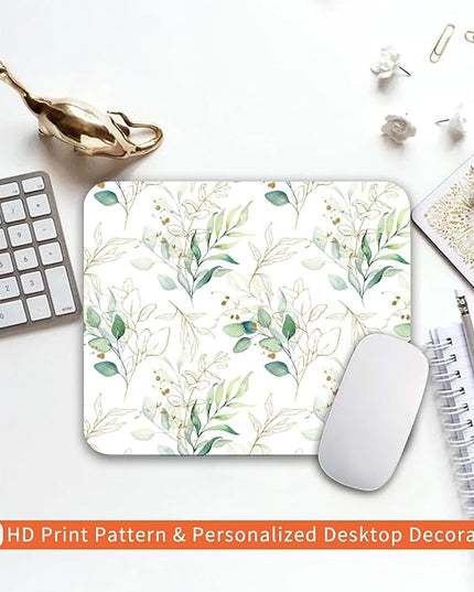 Square Mouse Pad Pretty Leaves, Personalized Premium-Textured Custom Mouse Mat Design, Washable Mousepad Cloth, Non-Slip Rubber Base Computer Mouse Pads for Wireless Mouse