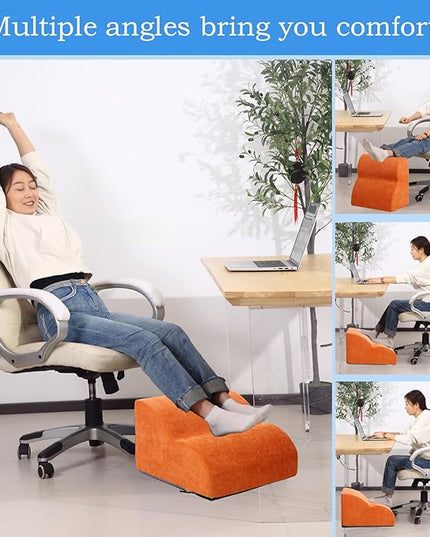 Foot Rest for Under Desk at Work.Multifunctional 3-Tier Foot Stool,with Washable Footrest.for Under Desk,Office Chair Gaming Chair & Sofa,Leg Elevation Pillow,Supports Posture (Orange)