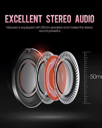 USOTSO MPOWER Stereo Gaming Headset for PS4, PC, Mobile, Noise Cancelling Over Ear Headphones with Retractable Flexible Mic & Soft Memory Earmuffs for Laptop Mac Games-Angel Edition