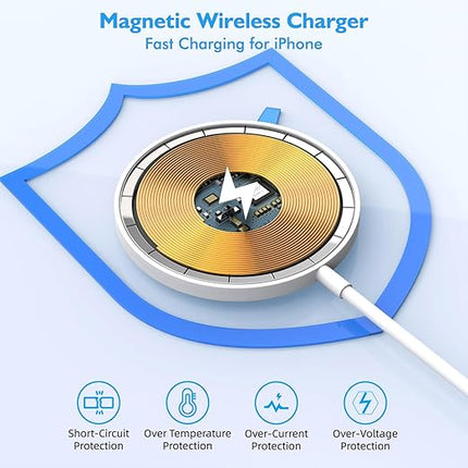 [Apple MFi Certified] Magnetic Wireless Charger for iPhone 16 Pro Max/16 Pro/15/14/13/12/Plus/AirPods 3/2/Pro 2, 6FT Magnet Charge for Apple Mag-Safe Charger Fast Wireless Charging, 2Pack