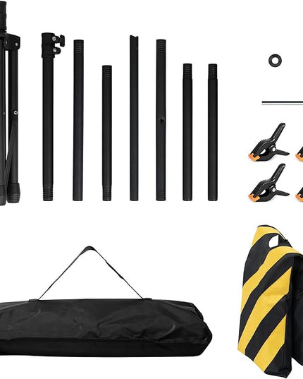 T-Shape Portable Backdrop Stand, 6.5x3.2ft Adjustable Photo Background Stand Kit, Sturdy Small Back Drop Holder with 4 Spring Clamps, Carry Bag for Parties, Photography and Video Studio