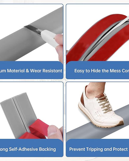Floor Cord Cover Self Adhesive Cord Hider Floor Extension Cord Covers for Floor Power Cord Protector Cable Management Prevent Cable Trips Cable Cavity 0.32" W x 0.32" H (Grey, 10Ft)