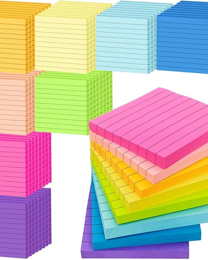 48 Pack 3840 Sheets Lined Sticky Notes 3X3 in Ruled Self Sticky Note Pads 80 Sheets/pad Colorful Sticky Notes with Lines Post Notes for Office, Home, School, Meeting
