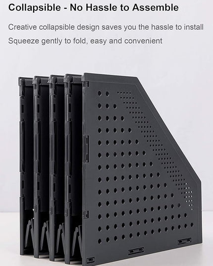 Leven Collapsible Magazine File Holder/Desk Organizer for Office Organization and Storage with 4 Vertical Compartments