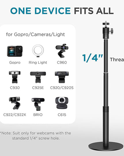 InnoGear Webcam Stand, 31" Telescopic Webcam Mount Vlogging Stick with Phone Holder Web Cam Stand for Logitech Webcam C922 C930e C920S C920 C615 C960 C920x BRIO 4K NexiGo N60, Phones, Cameras