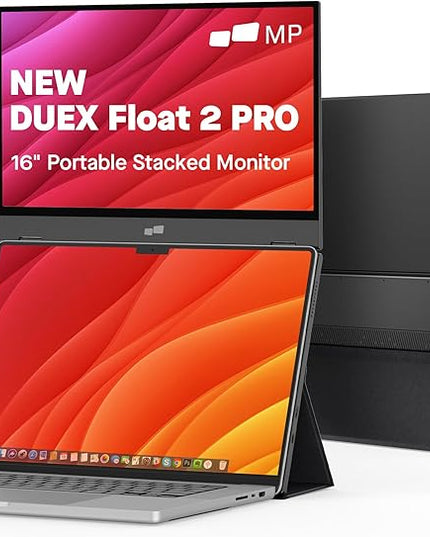 Portable Monitor - Mobile Pixels Duex Float 2.0 Pro 16-inch 2.5K Laptop Monitors, New Stacked Monitor for 15-16-inch Laptops. Built-in Dual Speakers, USB C/HDMI, Window/Mac/PC/Android Compatible