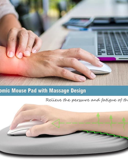 Mouse Pad, Ergonomic Mouse Pad with Wrist Rest Support and Non-Slip PU Base, Desktop Mousepad for Pain Relief, Computer, Office & Home, Grey Cat I'm Fine