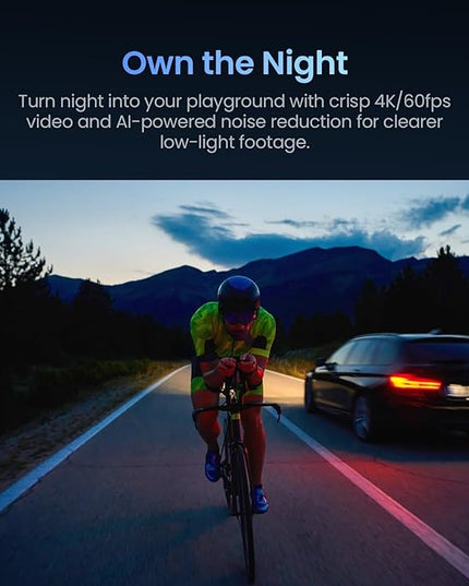 Xtra Edge Pro Action Camera, 4K Vlogging Camera with 1/1.3'' Sensor, 65ft Waterproof, Night View & Stabilization for Cycling, Diving, Sports Shooting