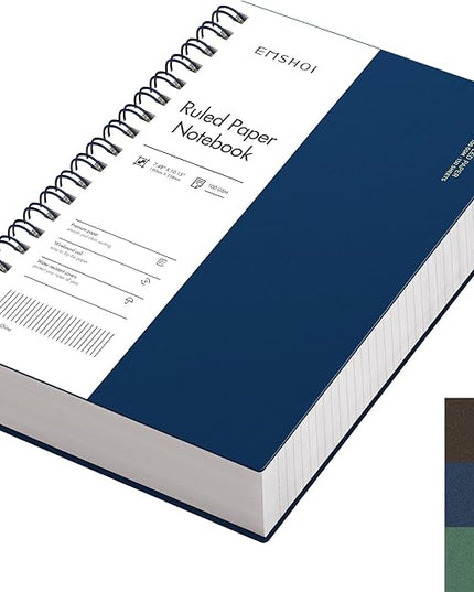EMSHOI B5 Spiral Notebook College Ruled Lined Journal, Large 7.48" X 10.15", 300 Pages/150 Sheets, 100gsm Thick Paper, Waterproof Hardcover, for Office School Women Men Work Writing Notes, Blue