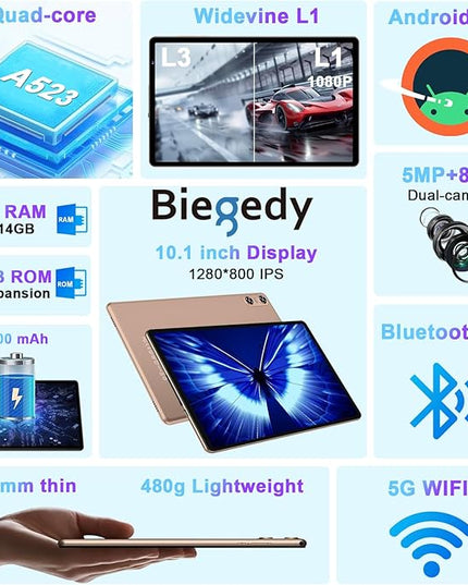 2025 Tablet, 10 Inch Android Tablet 20GB RAM+128GB ROM+1TB Expand, Octa-Core Android 14 Tablets with Keyboard, Mouse, HD IPS Touchscreen, 6000mAh, BT 5.0, WiFi 6, Widevine L1, Split Screen -Rose Red
