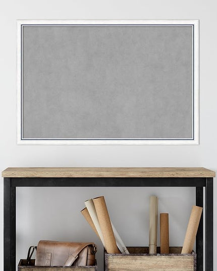 Amanti Art White Framed Magnetic Board 26x38 Large Vision Board for use with Magnets, 100% Metal Sheet to Display Items as Office Decor or for Home Organization in mudroom, Kitchen or Kids Room