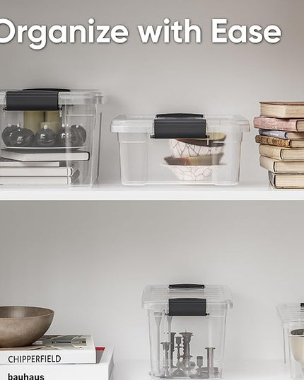 Superio Clear Storage Boxes with Lids, 13.7 Quart Plastic Container Bins for Organizing, Stackable Crates, BPA Free, Non Toxic, Odor Free, Organizers for Home, Office and Dorm, 6 Pack