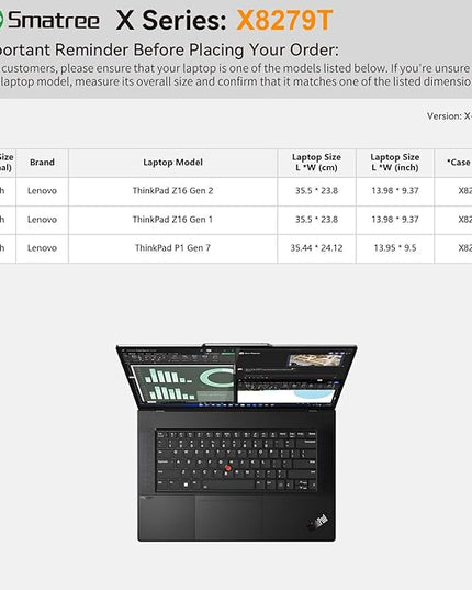 Smatree Hard EVA Protective Sleeve Compatible for 16 inch Lenovo ThinkPad Z16 Gen 2/1, for 16 inch Lenovo ThinkPad P1 Gen 7 Mobile Workstation, Anti-Shock and Waterproof Laptop Case (X8279T)