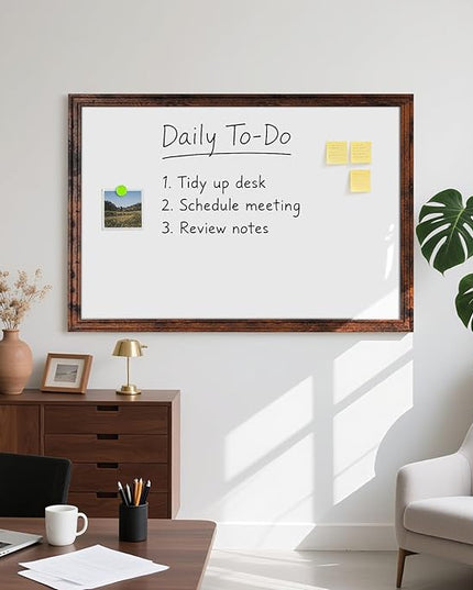 Large White Board for Wall, 48''x36'' Magnetic Dry Erase Board, 4'x3' Decorative Whiteboard with White Vintage Wooden Frame, Hanging Writing Board for Home Office School Classroom