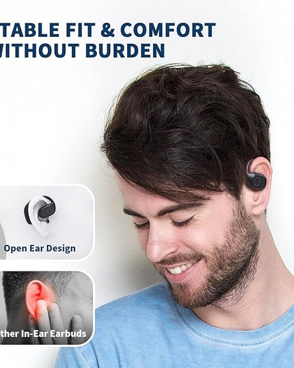 PSIER Open Ear Headphones, Bluetooth 5.3 Wireless Sports Headphones with Digital Display Charging Case 40 Hours Playtime True Earbuds with Earhooks for Running, Walking, Workout