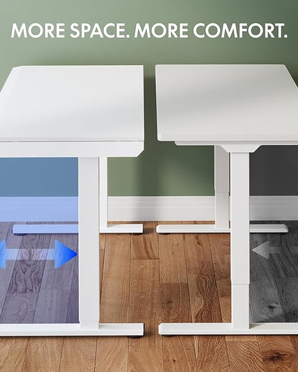 FLEXISPOT One-Piece 48" Standing Desk with Acrylic-Front Drawer, Fast-Assembly Ergonomic Sit-to-Stand Desk with MDF Top, 4 Height Memory Presets Touch-Control, Home Office Computer Workstation, White