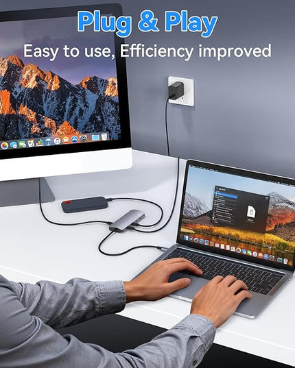 USB C Hub 10Gbps, USB C Splitter with 4K@60Hz Video Output, 100W PD Charging, Data Transfer, USB4 Multiport Dongle Adapter Extender for MacBook Pro/Air, iPad Pro, Dell, HP and More Type C Devices