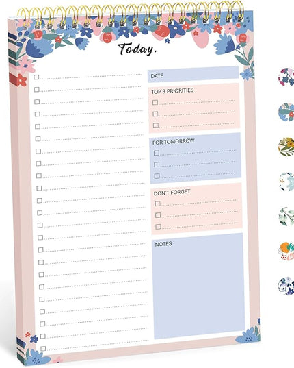Taja To Do List Notepad - To Do List Notebook for Work with 52 Sheets, 9.8" x 6.5", Undated Daily Planner Perfect for Daily Tasks and Goal Setting, Notepad Suitable for Office, Home & School - Spring Blossom